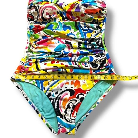 Anne Cole Twist Front Shirred One Piece Swimsuit Size 10 - Picture 9 of 17